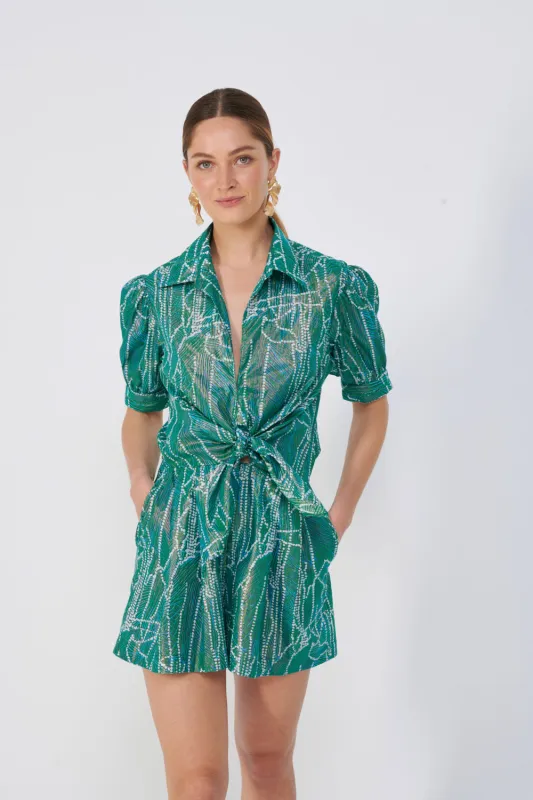 Poupette St Barth - Short Jumpsuit Livia - Green Akoya sold by Jessie Boutique