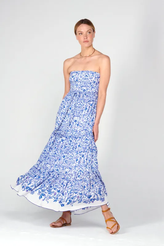 Poupette St Barth - Long Dress Thelma - Blue Tiare sold by Jessie Boutique
