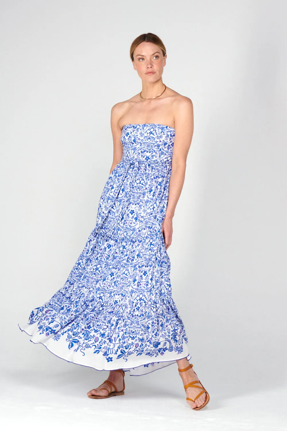 Poupette St Barth - Long Dress Thelma - Blue Tiare sold by Jessie Boutique