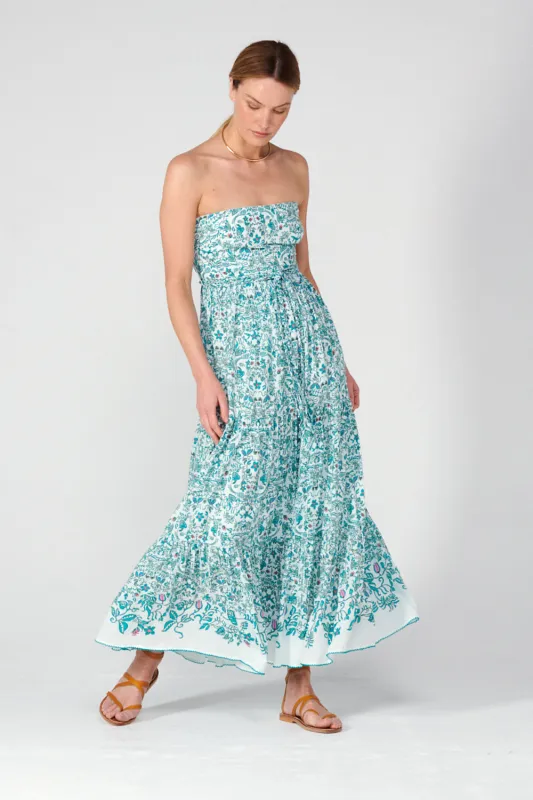 Poupette St Barth - Long Dress Thelma - Green Tiare sold by Jessie Boutique