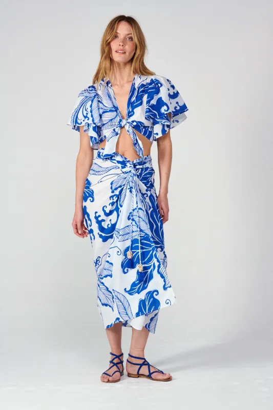 Poupette St Barth - Long Skirt Uma - Blue Reef Wave sold by Jessie Boutique
