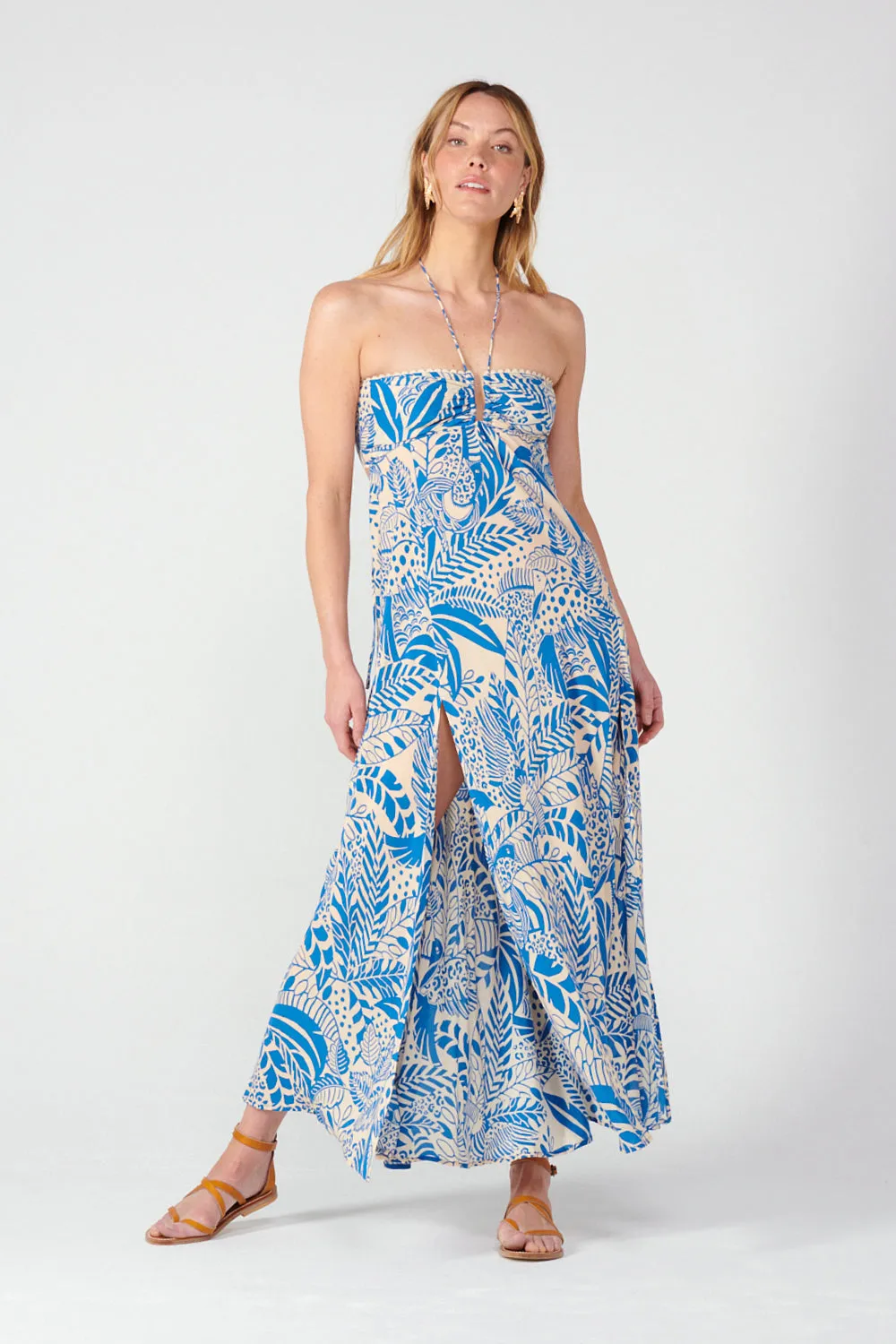 Poupette St Barth - Long Dress Carla - Blue Toucan sold by Jessie Boutique