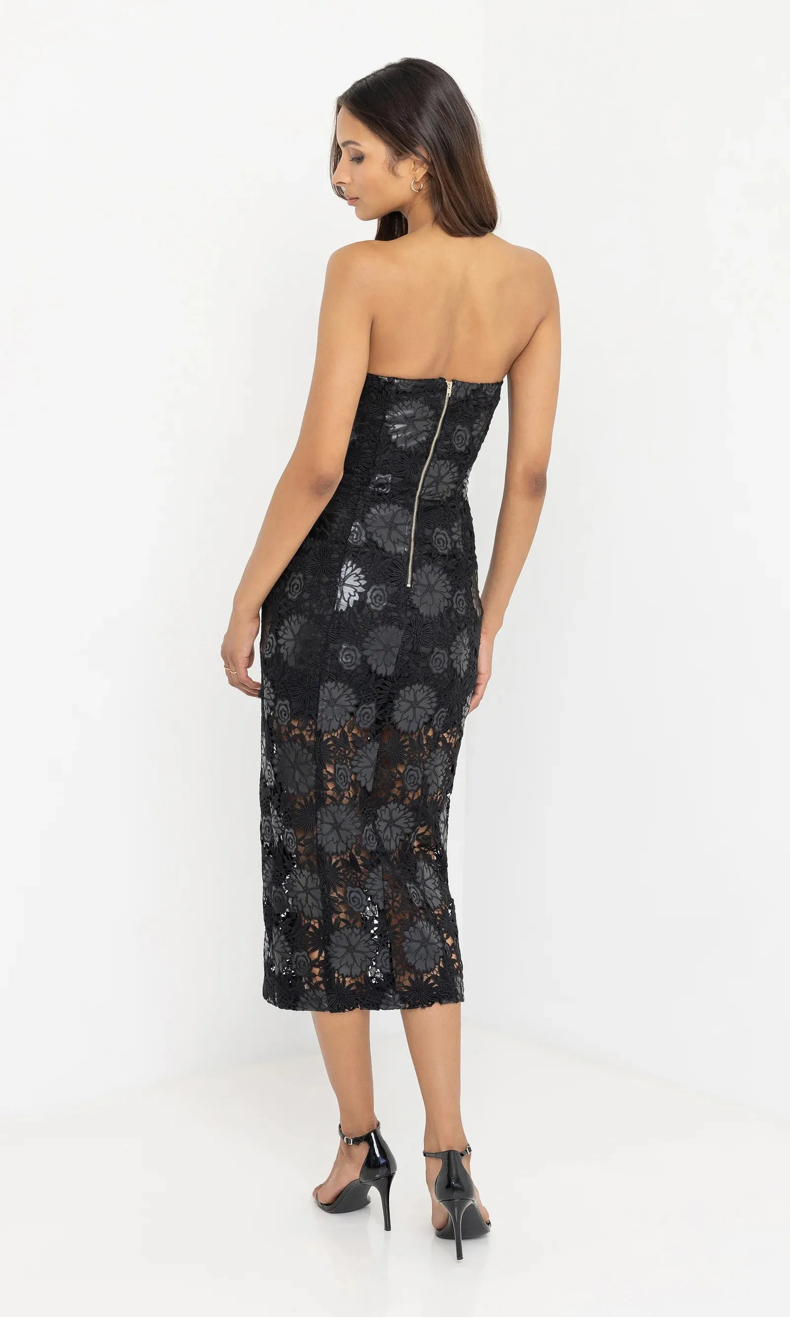 Generation Love - Misha Vegan Leather Guipure Midi Dress - Black sold by Jessie Boutique product image thumbnail 3