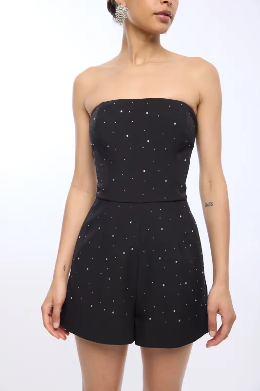 Generation Love - Estella Crystal Crepe Romper - Black sold by Jessie Boutique