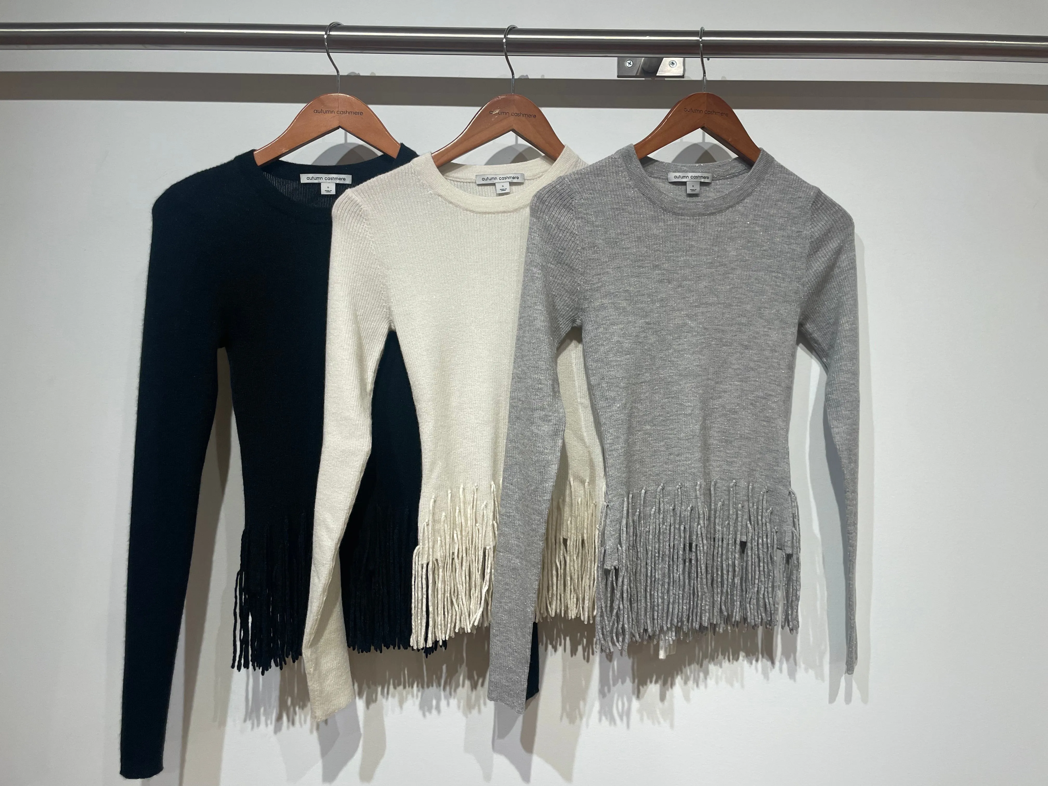 Autumn Cashmere - Rib Crew W/ Tiered Fringe - Multiple Colors sold by Jessie Boutique product image thumbnail 2