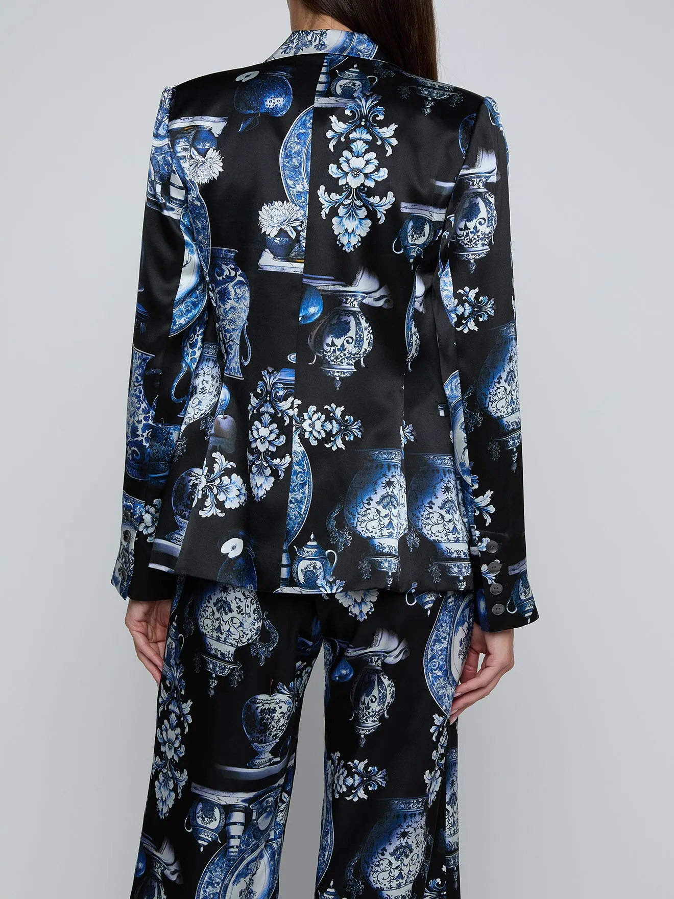 L'agence - Colin Silk Blazer - Black/Blue Large Porcelain sold by Jessie Boutique product image thumbnail 5