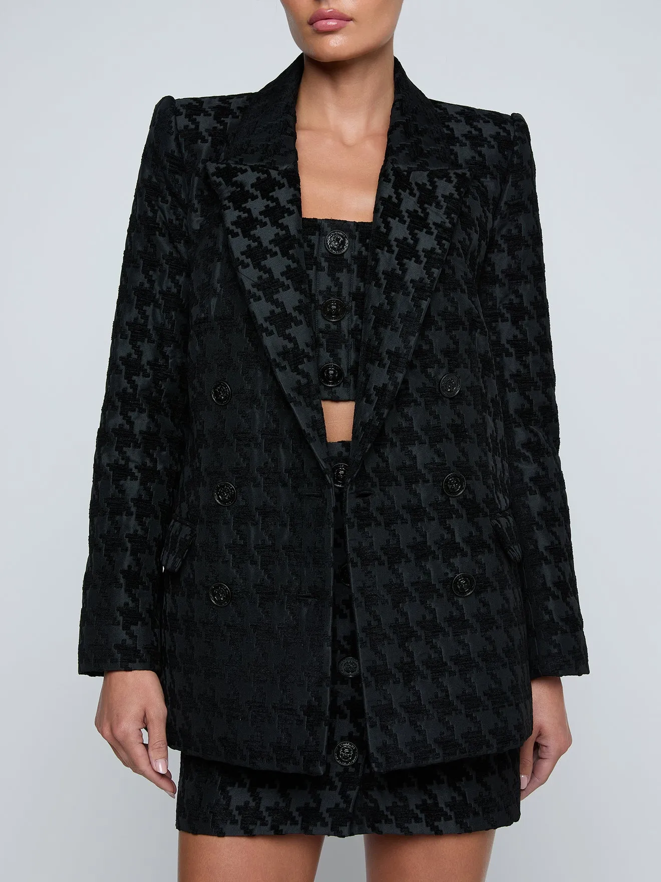 L'agence - Cambrie Oversized Houndstooth Blazer - Black/Black Houndstooth sold by Jessie Boutique product image thumbnail 3