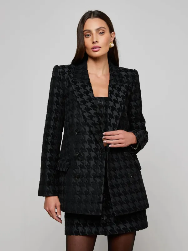 L'agence - Cambrie Oversized Houndstooth Blazer - Black/Black Houndstooth made by L'AGENCE
