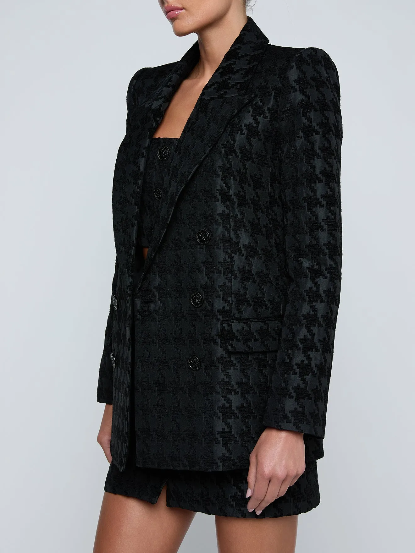L'agence - Cambrie Oversized Houndstooth Blazer - Black/Black Houndstooth sold by Jessie Boutique product image thumbnail 5