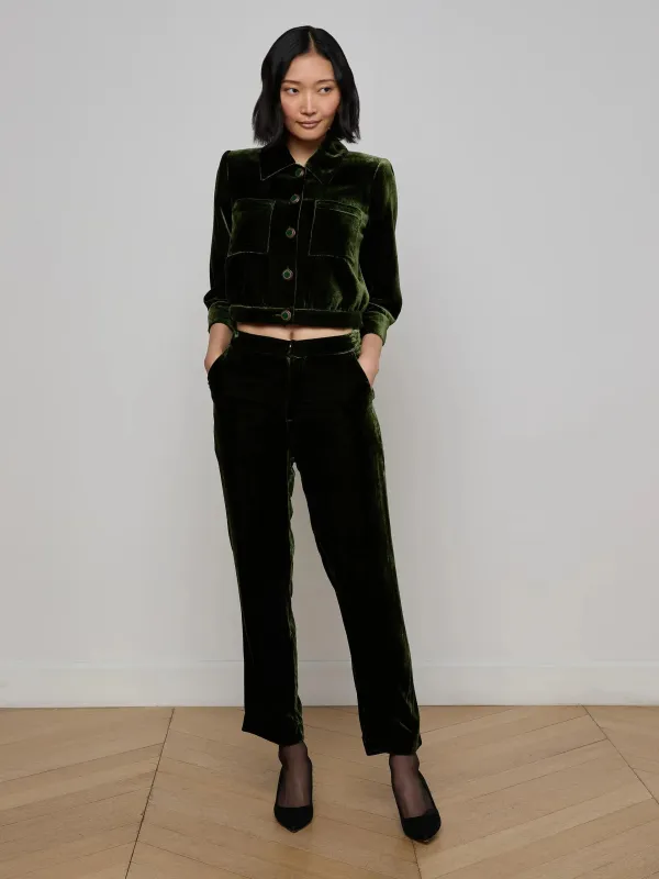 L'agence - Rebel Velvet Trouser - Deep Olive made by L'AGENCE