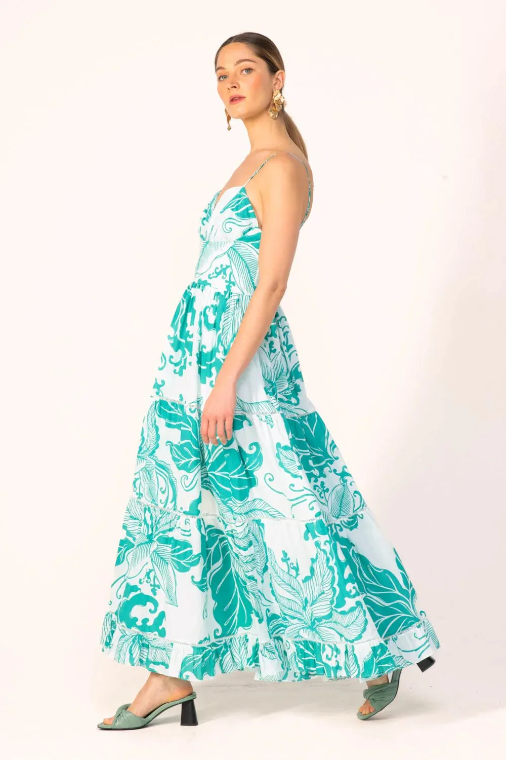 Poupette St Barth - Long Dress Milena - Green Reef Wave sold by Jessie Boutique product image thumbnail 3