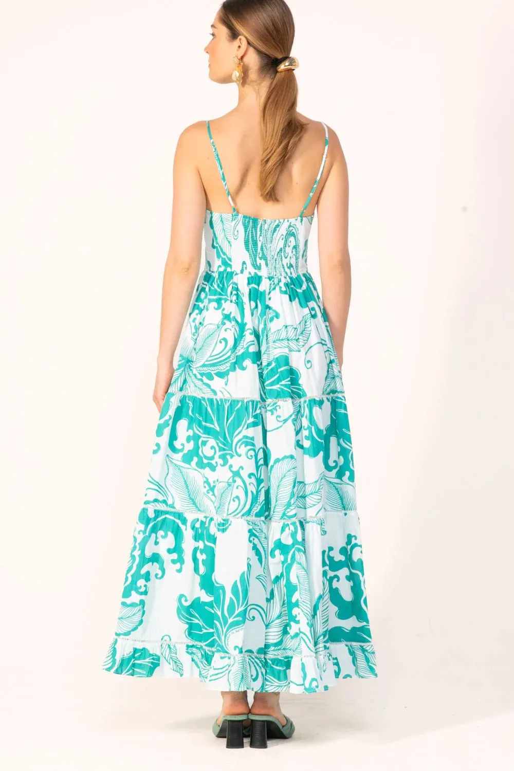 Poupette St Barth - Long Dress Milena - Green Reef Wave sold by Jessie Boutique product image thumbnail 4