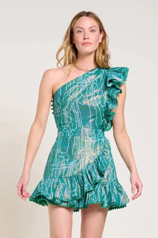Poupette St Barth - Mini Dress Corinne - Green Akoya sold by Jessie Boutique