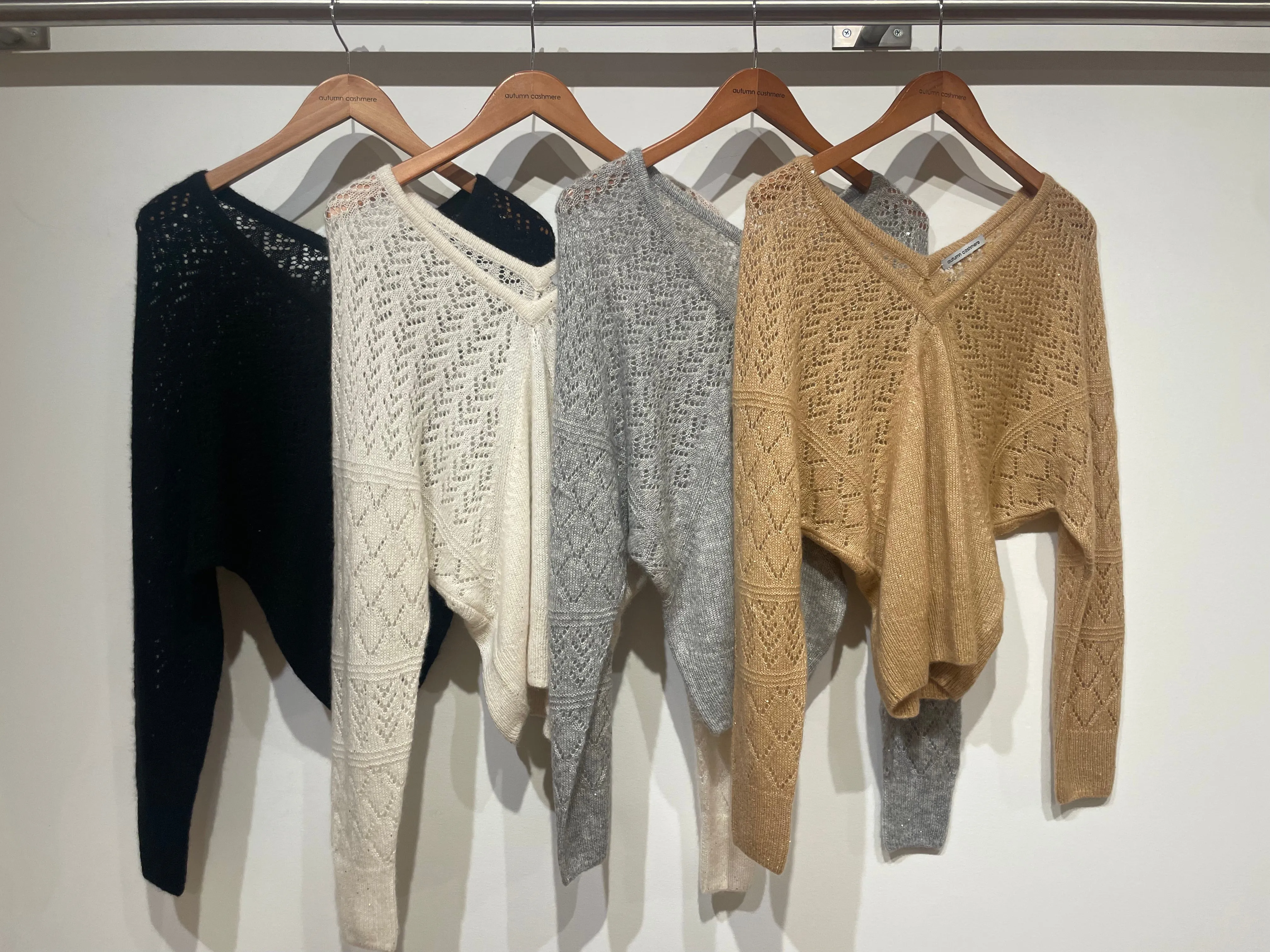 Autumn Cashmere - Fancy Pointelle Stitchery Dolman V - Multiple Colors sold by Jessie Boutique product image thumbnail 2