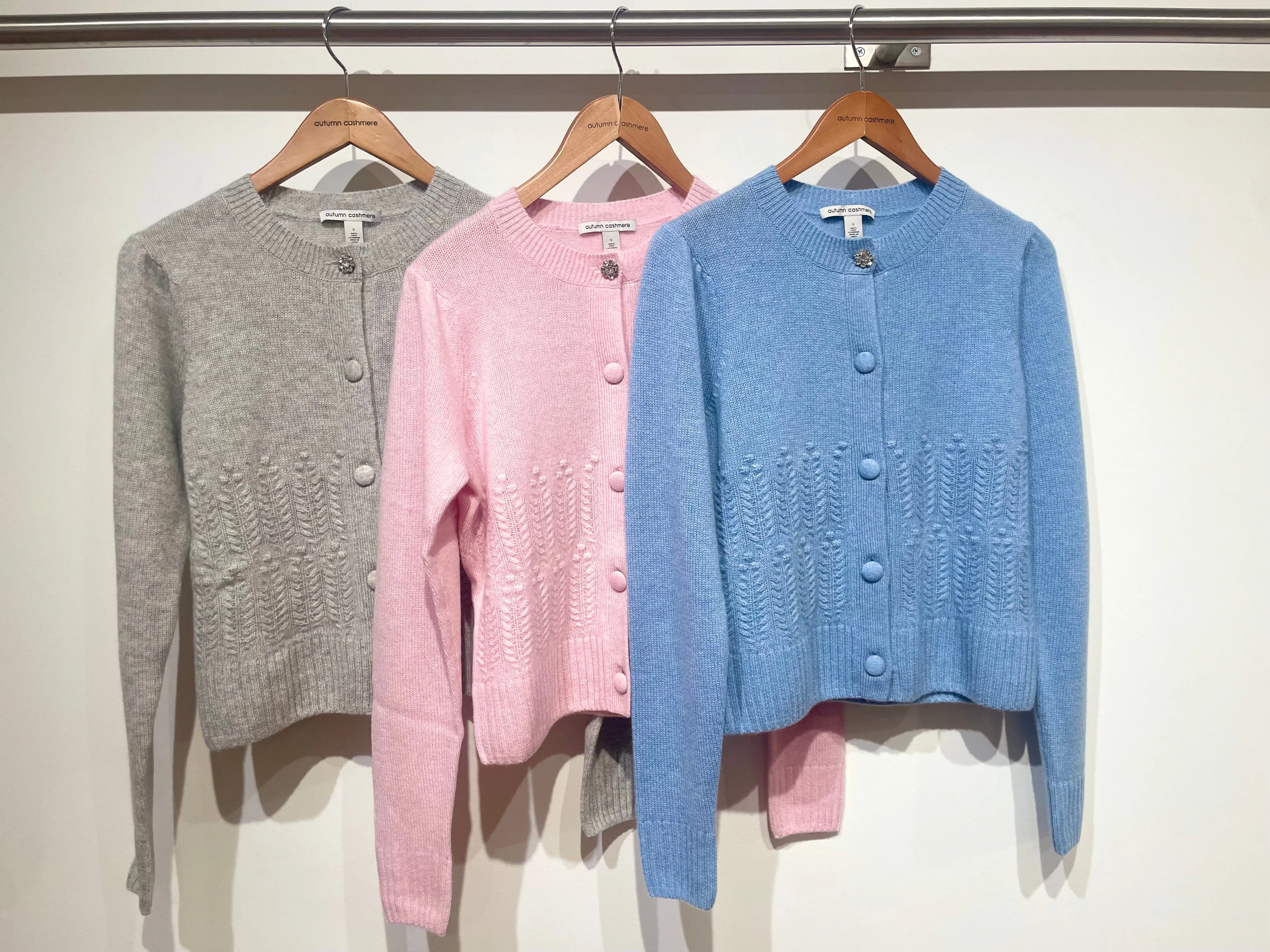 Autumn Cashmere - Puff Sleeve Popcorn Stitch Cardigan - Heather sold by Jessie Boutique product image thumbnail 2