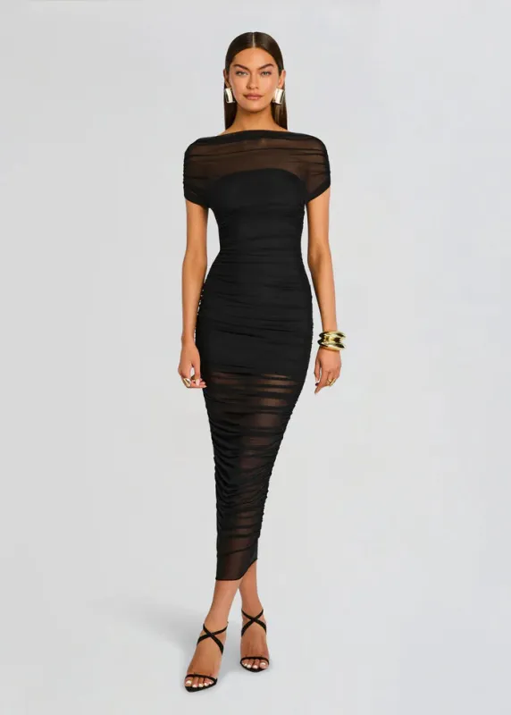 SER.O.YA - Noel Mesh Midi Dress - Black sold by Jessie Boutique