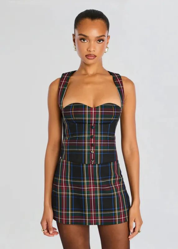Retrofete - Donella Waistcoat - Black Tartan sold by Jessie Boutique