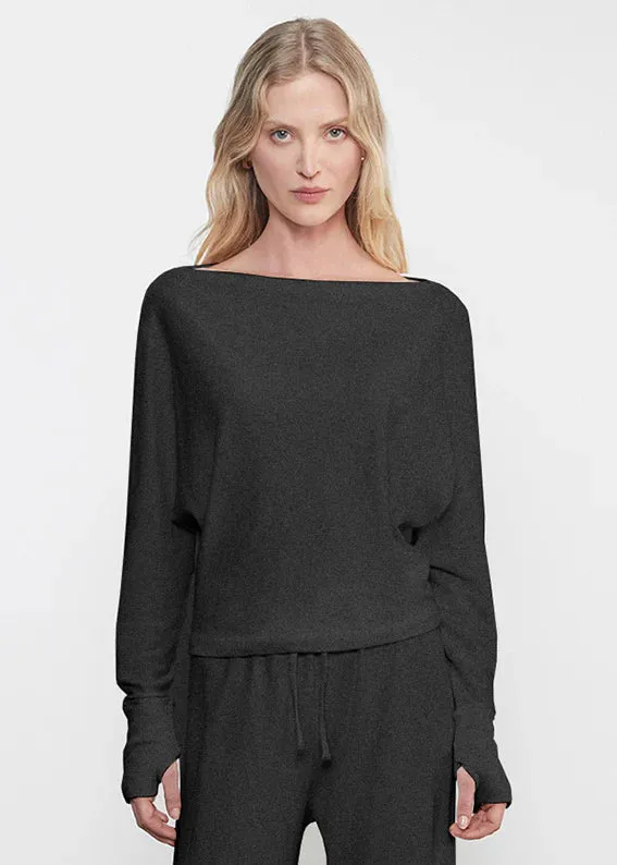 Enza Costa - Cashmere Jersey Dolman Top - Charcoal sold by Jessie Boutique