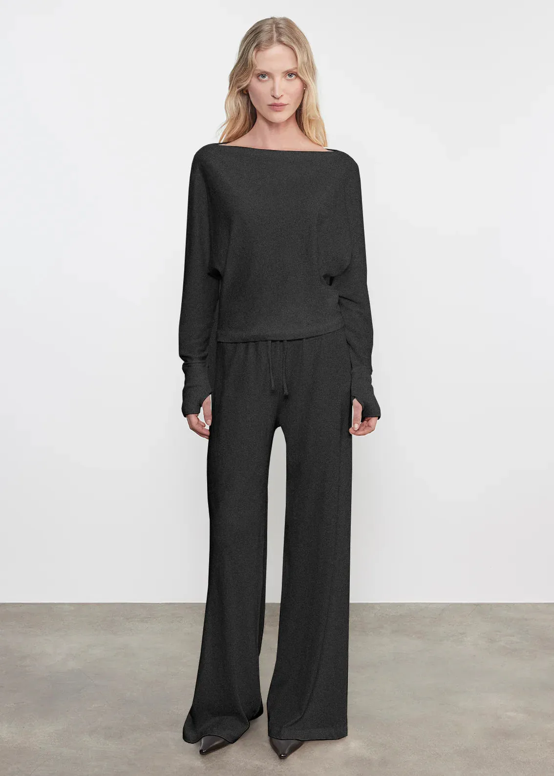 Enza Costa - Cashmere Jersey Dolman Top - Charcoal sold by Jessie Boutique product image thumbnail 2