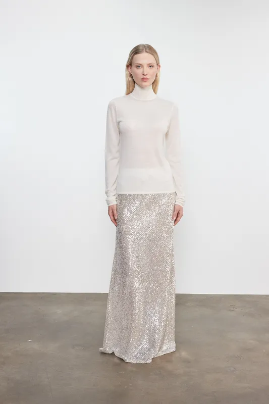 Enza Costa - Sequin Full Length Skirt - Silver made by Enza Costa