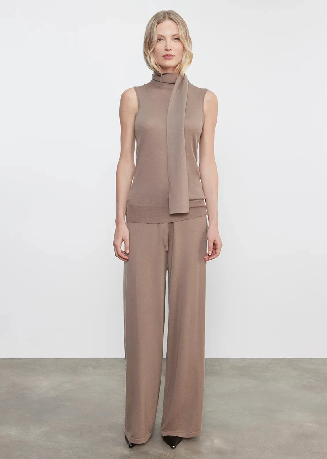 Enza Costa - Tissue Cashmere Sleeveless Scarf Sweater - Walnut sold by Jessie Boutique product image thumbnail 2