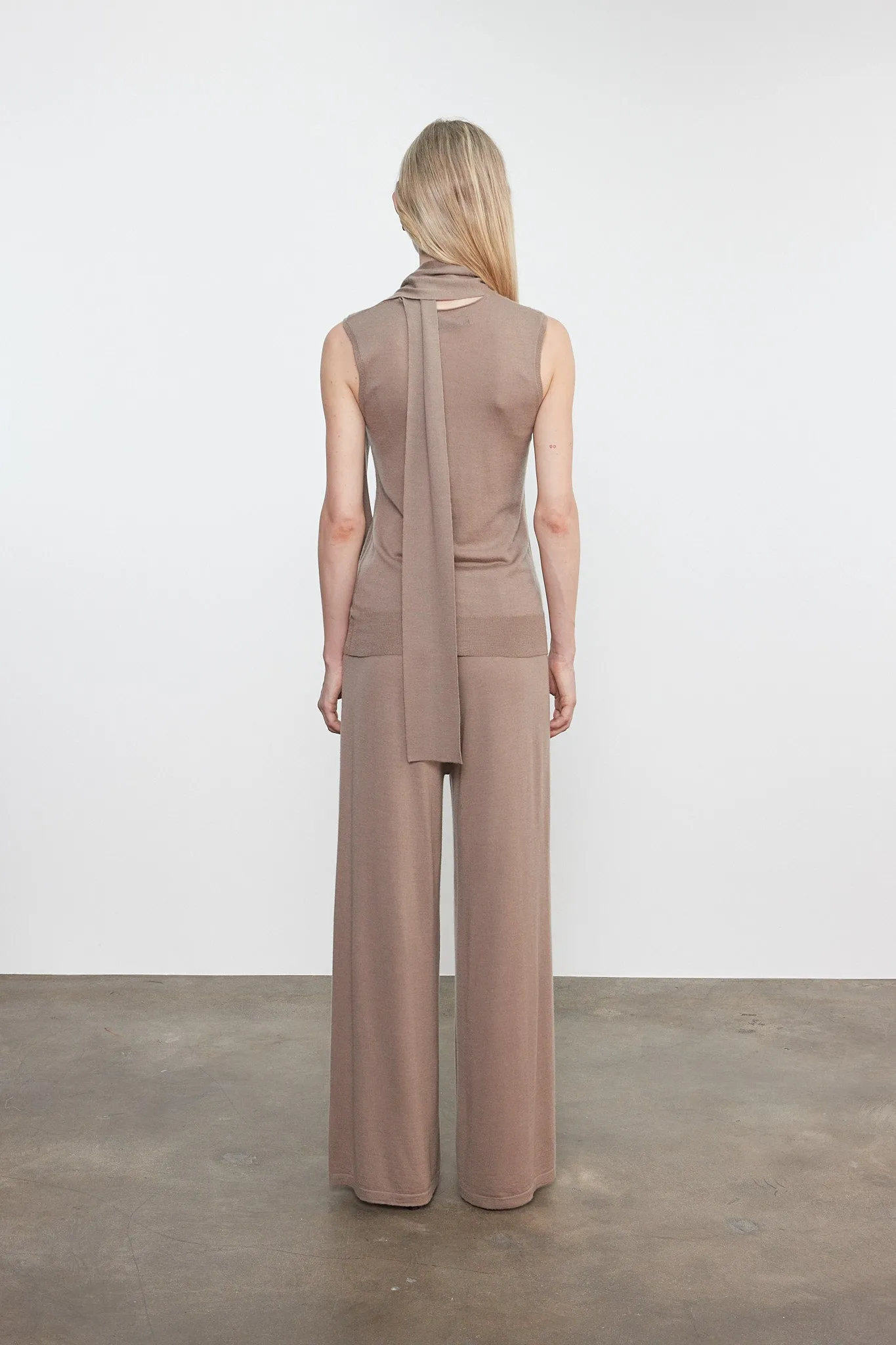 Enza Costa - Tissue Cashmere Sleeveless Scarf Sweater - Walnut sold by Jessie Boutique product image thumbnail 3