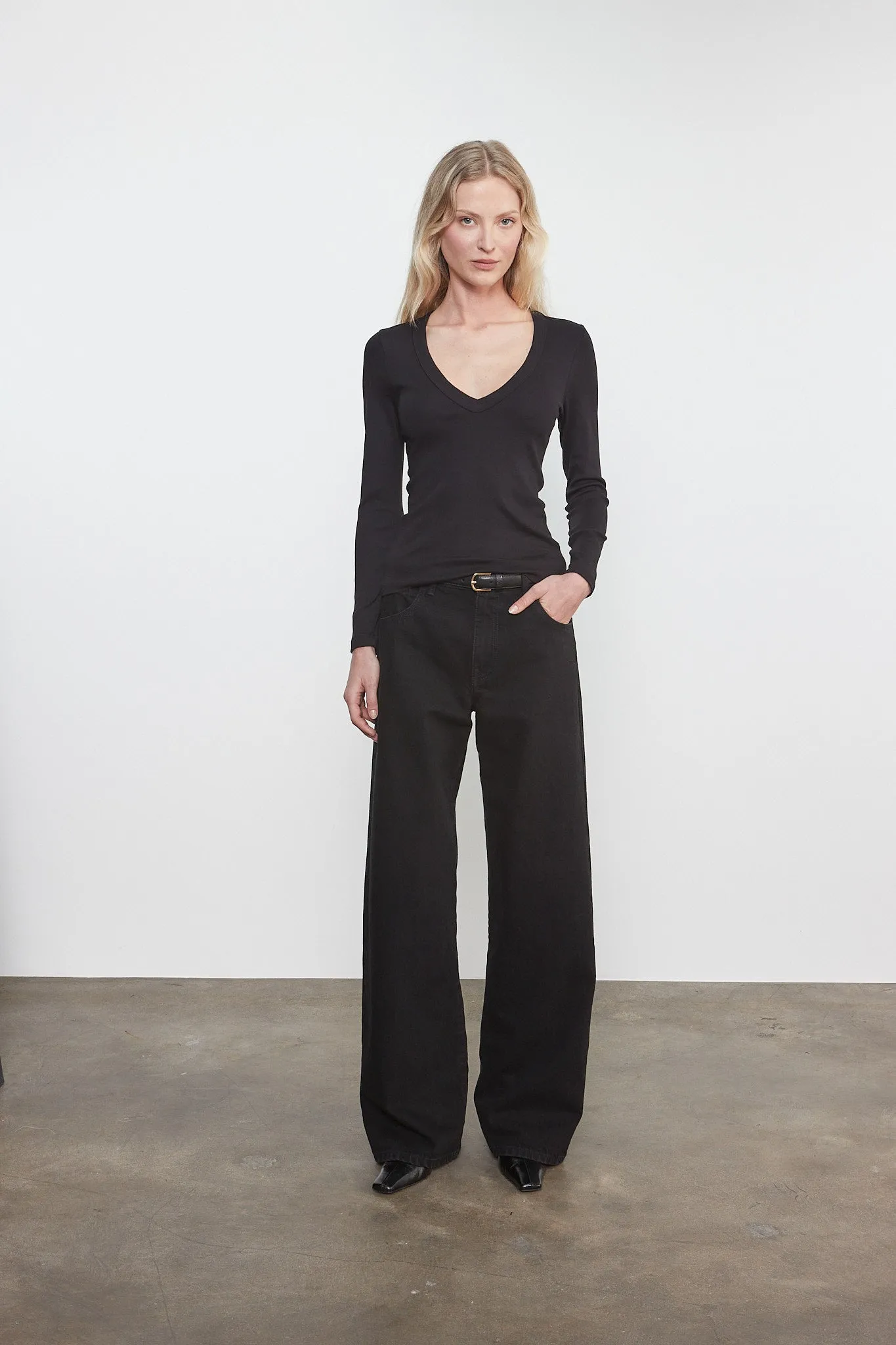 Enza Costa - Supima Cotton New Classic L/S V-Neck - Multiple Colors sold by Jessie Boutique product image thumbnail 2