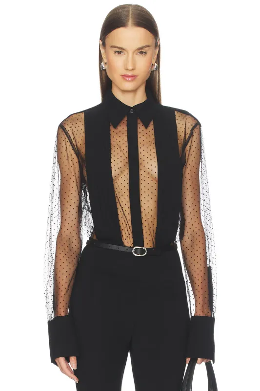 Sans Faff - Meghan Panelled Polka Silk Blouse - Polka Dot sold by Jessie Boutique