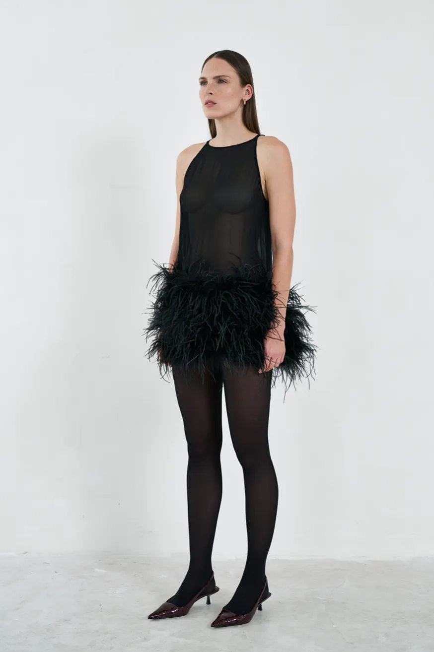 Sans Faff - Kendall Feather Mini Dress - Black sold by Jessie Boutique product image thumbnail 2