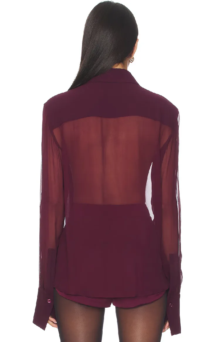 Sans Faff - Meghan Panelled Silk Blouse - Bordeaux sold by Jessie Boutique product image thumbnail 3