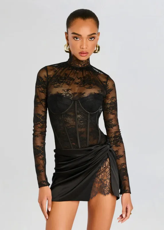 Retrofete - Valentina Lace Bodysuit - Black sold by Jessie Boutique