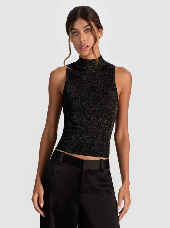 Alice + Olivia - Darcey Metallic Tank - Black sold by Jessie Boutique