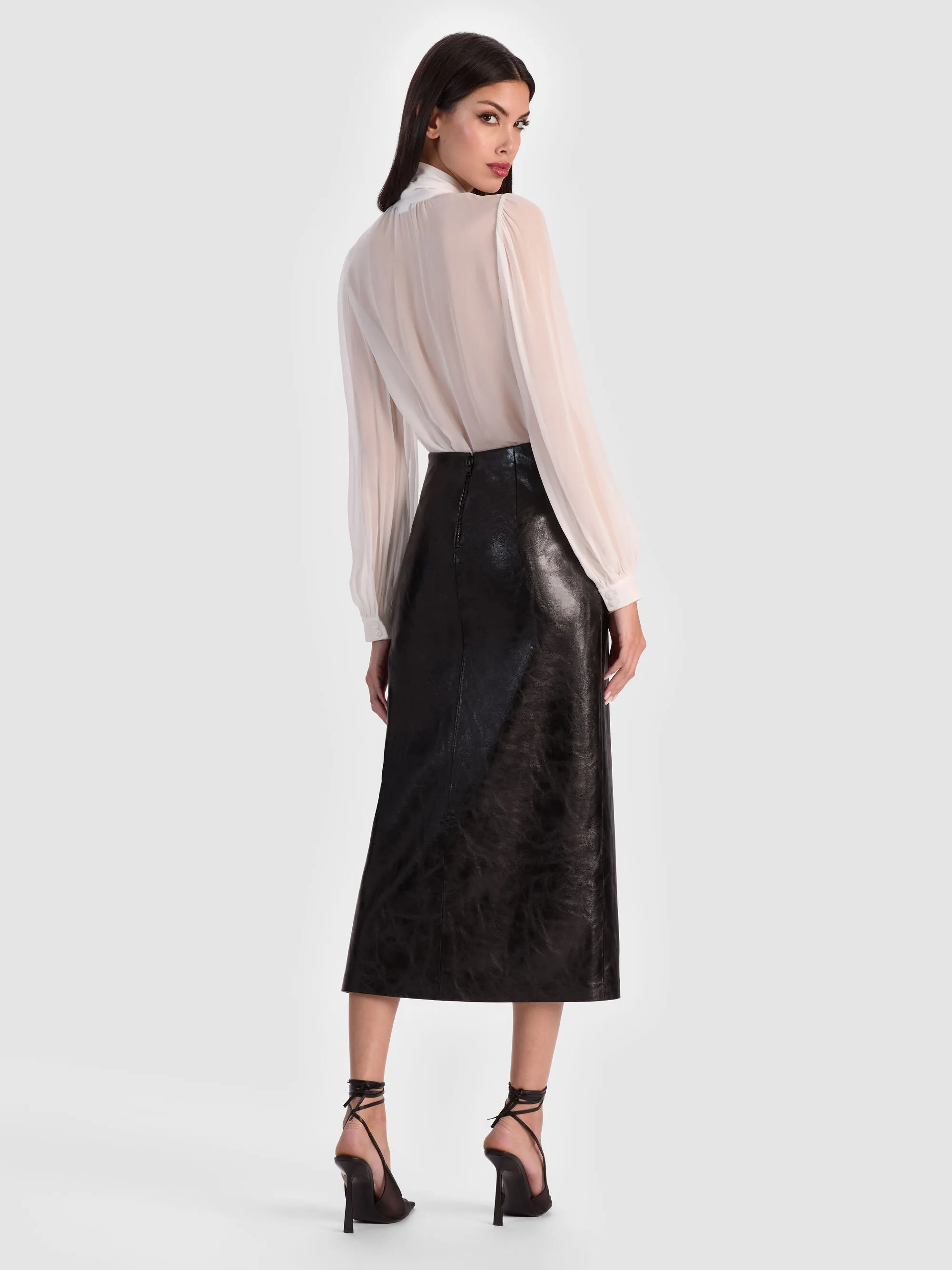 Alice + Olivia - Maeve Vegan Midi Skirt - Black sold by Jessie Boutique product image thumbnail 3
