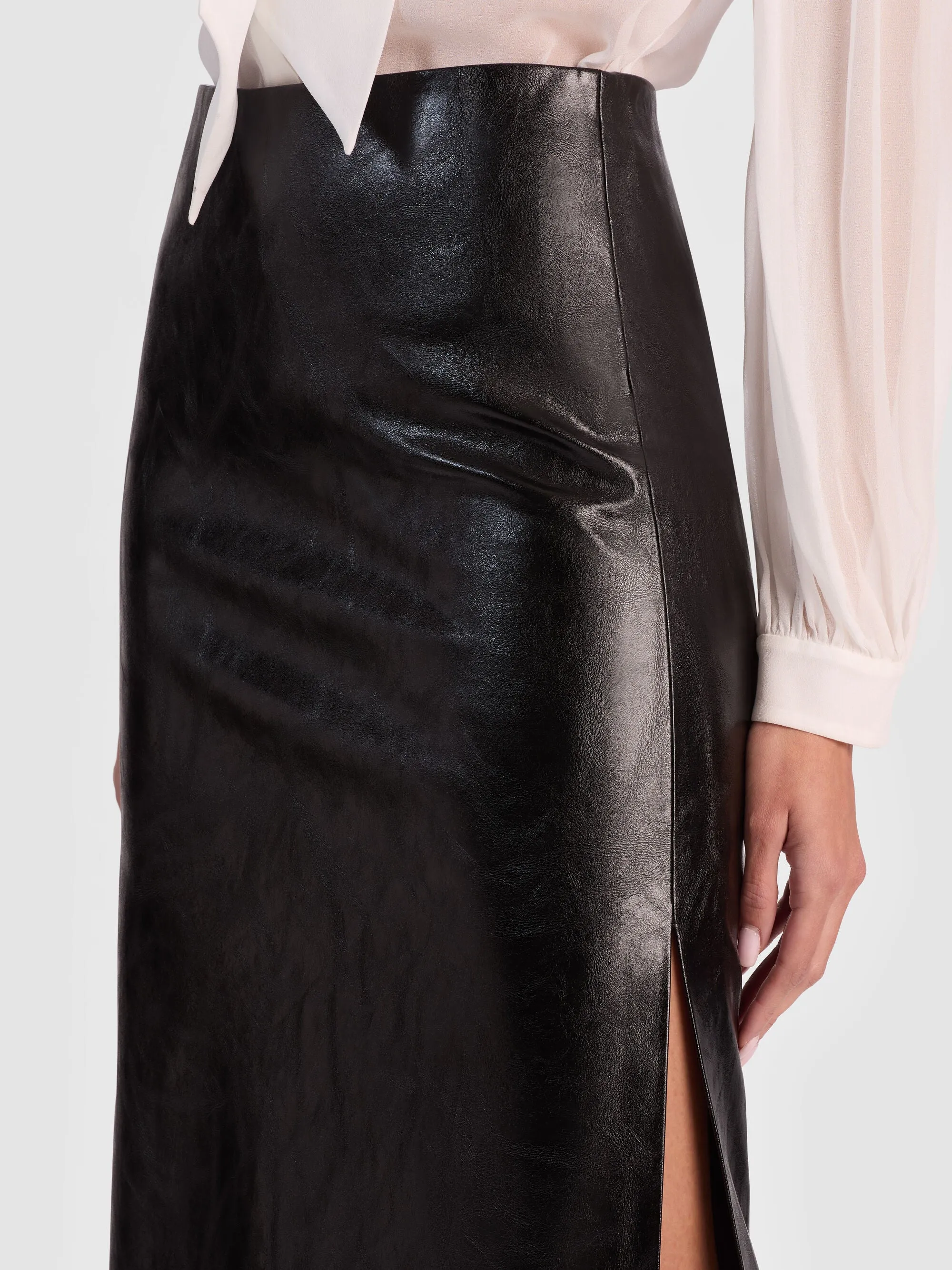 Alice + Olivia - Maeve Vegan Midi Skirt - Black sold by Jessie Boutique product image thumbnail 4