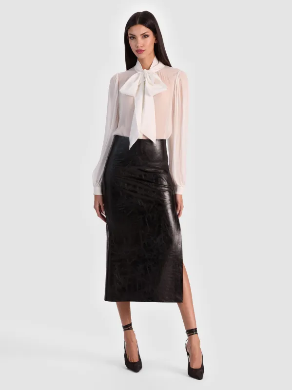 Alice + Olivia - Maeve Vegan Midi Skirt - Black made by Alice + Olivia