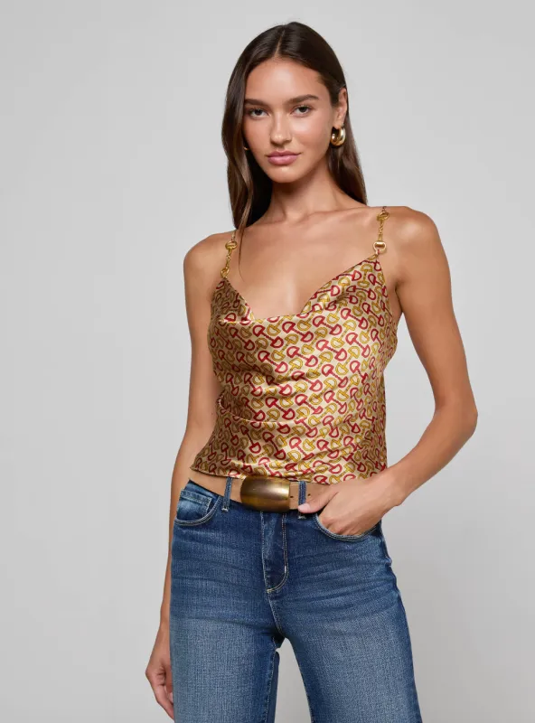 L'agence - Calista Silk Camisole - Multi Allover Horse Bit sold by Jessie Boutique