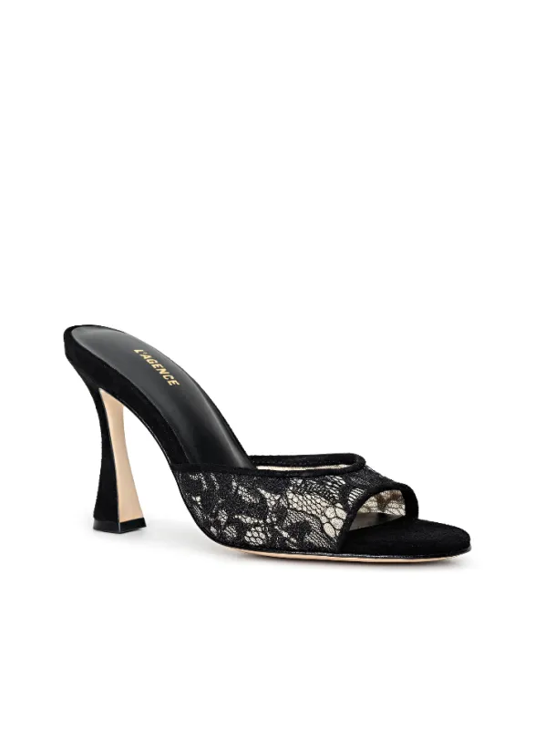 L’agence - Avery Lace Open-Toe Mule - Black Lace sold by Jessie Boutique
