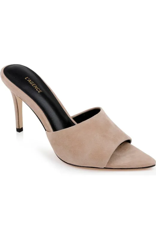 L’agence - Lolita Heel Sandal - Cappuccino Suede made by L'AGENCE