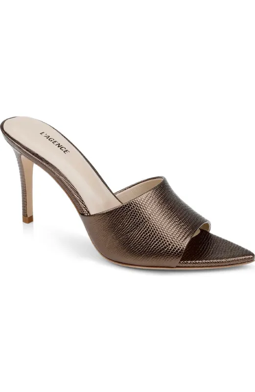 L’agence - Lolita Heel Sandal - Bronze Lizard sold by Jessie Boutique