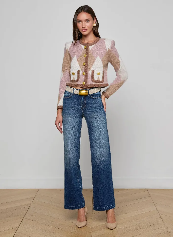 L'agence - Siobhan Cardigan - Natural/Mauve Multi Argyle sold by Jessie Boutique product image thumbnail 2