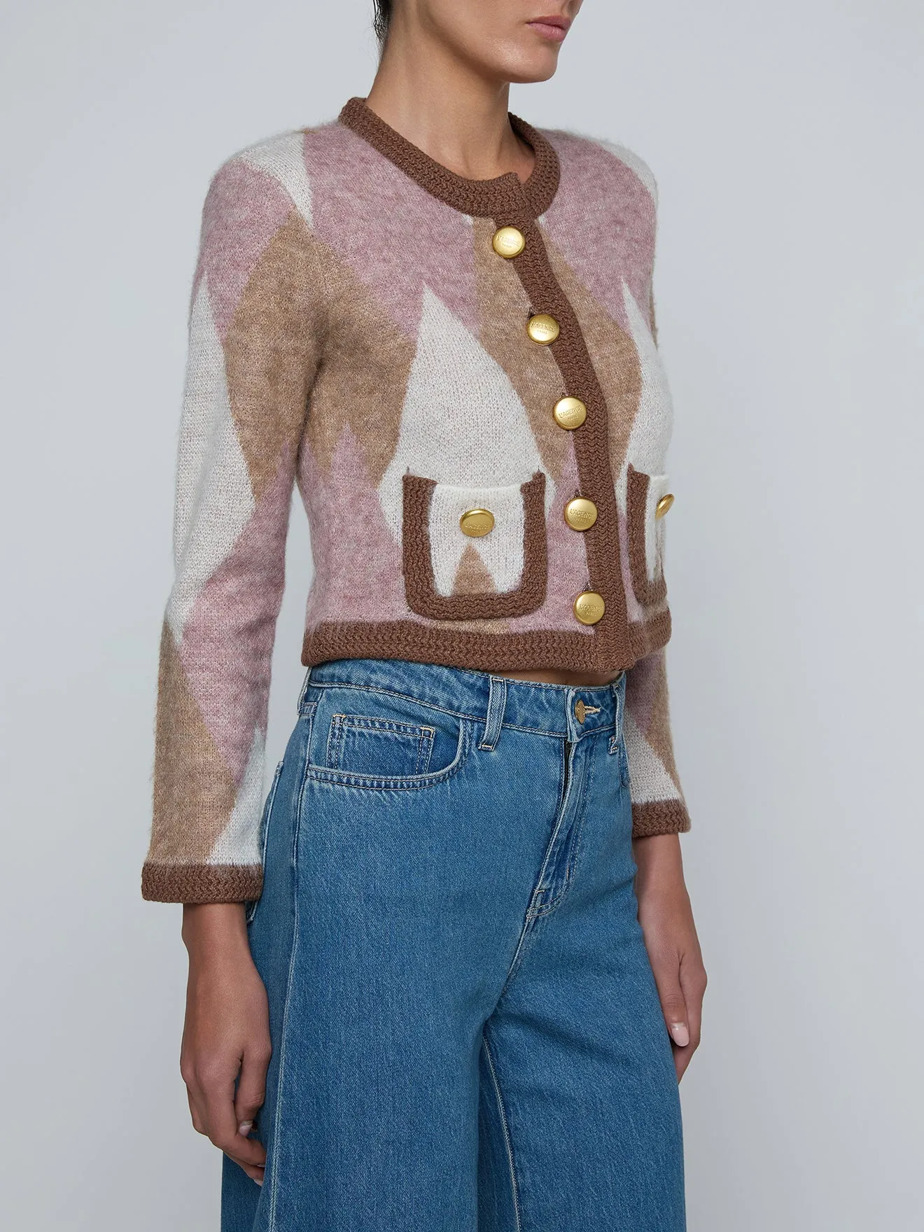 L'agence - Siobhan Cardigan - Natural/Mauve Multi Argyle sold by Jessie Boutique product image thumbnail 5