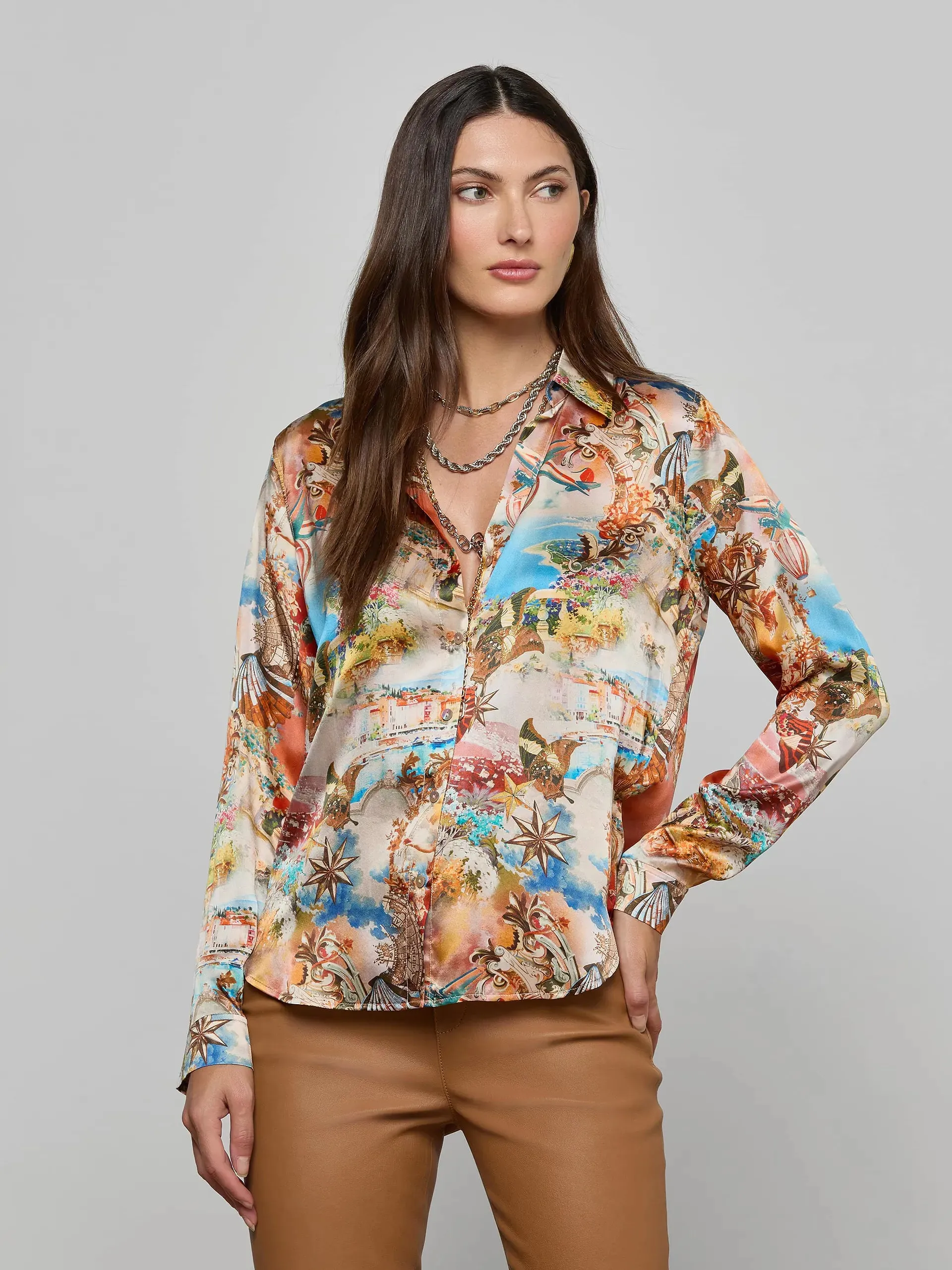 L'agence - Tyler Silk Blouse - Multi Collage sold by Jessie Boutique product image thumbnail 2