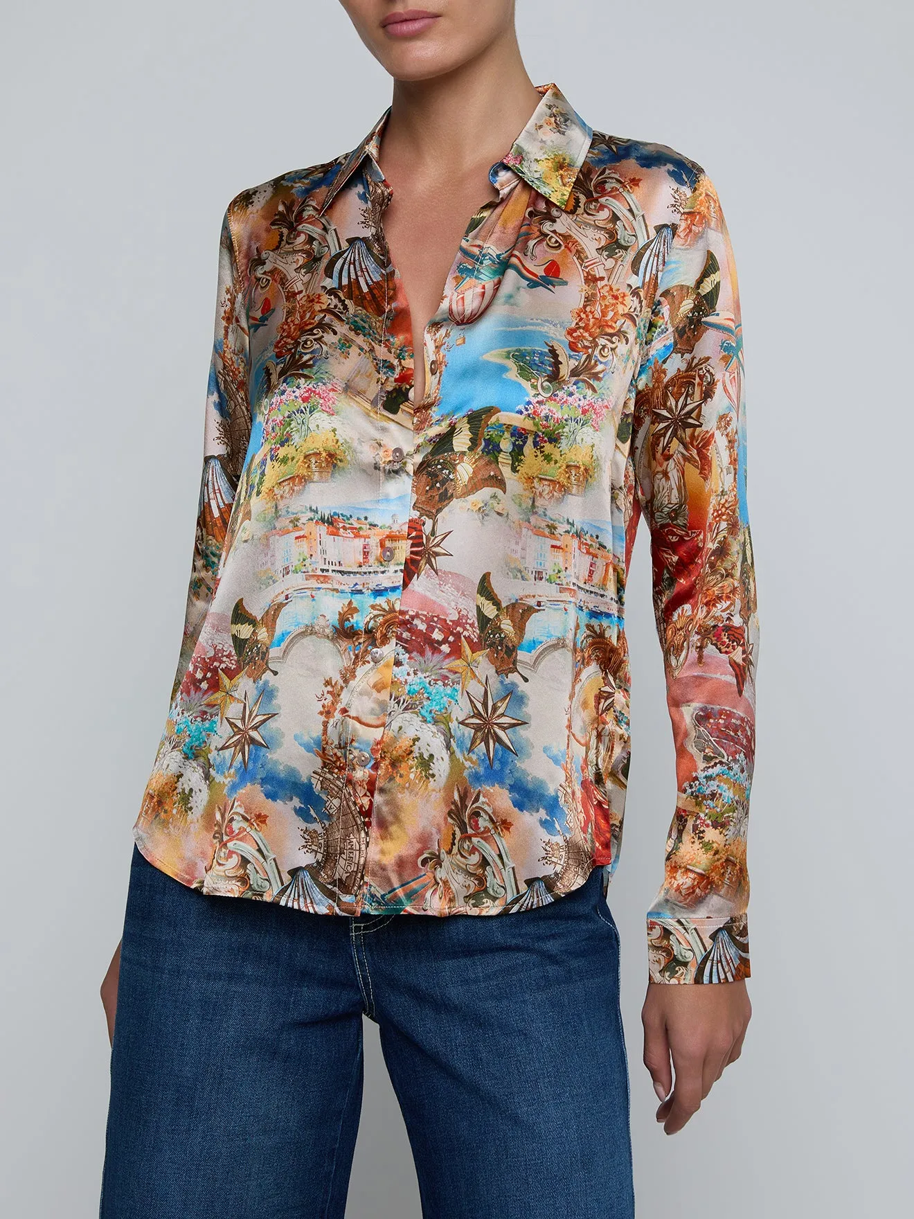 L'agence - Tyler Silk Blouse - Multi Collage sold by Jessie Boutique product image thumbnail 3