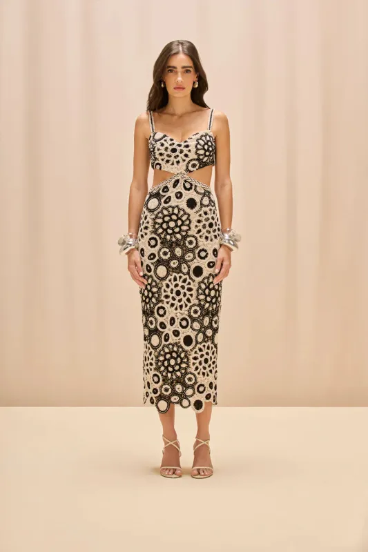 Patbo - Coral Crochet Cutout Midi Dress - White sold by Jessie Boutique