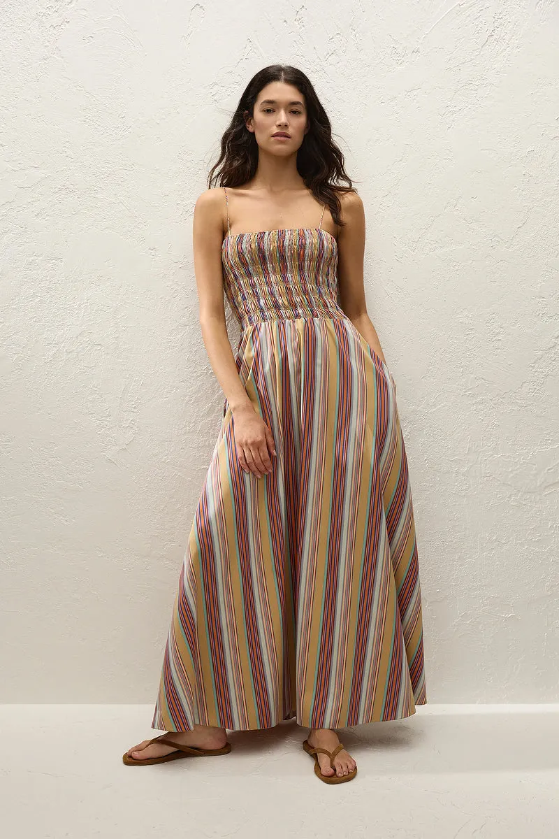 Faithfull The Brand - Anniken Maxi Dress - Agua Stripe Mustard sold by Jessie Boutique