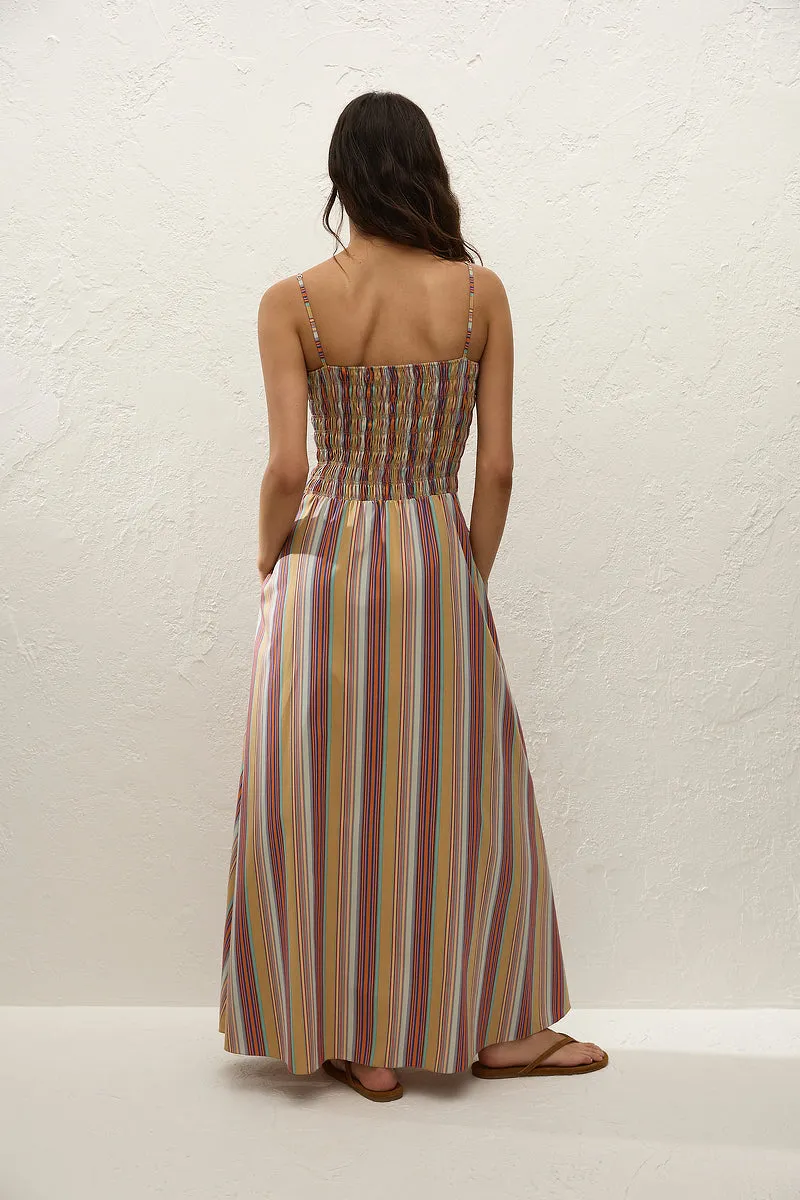 Faithfull The Brand - Anniken Maxi Dress - Agua Stripe Mustard sold by Jessie Boutique product image thumbnail 4
