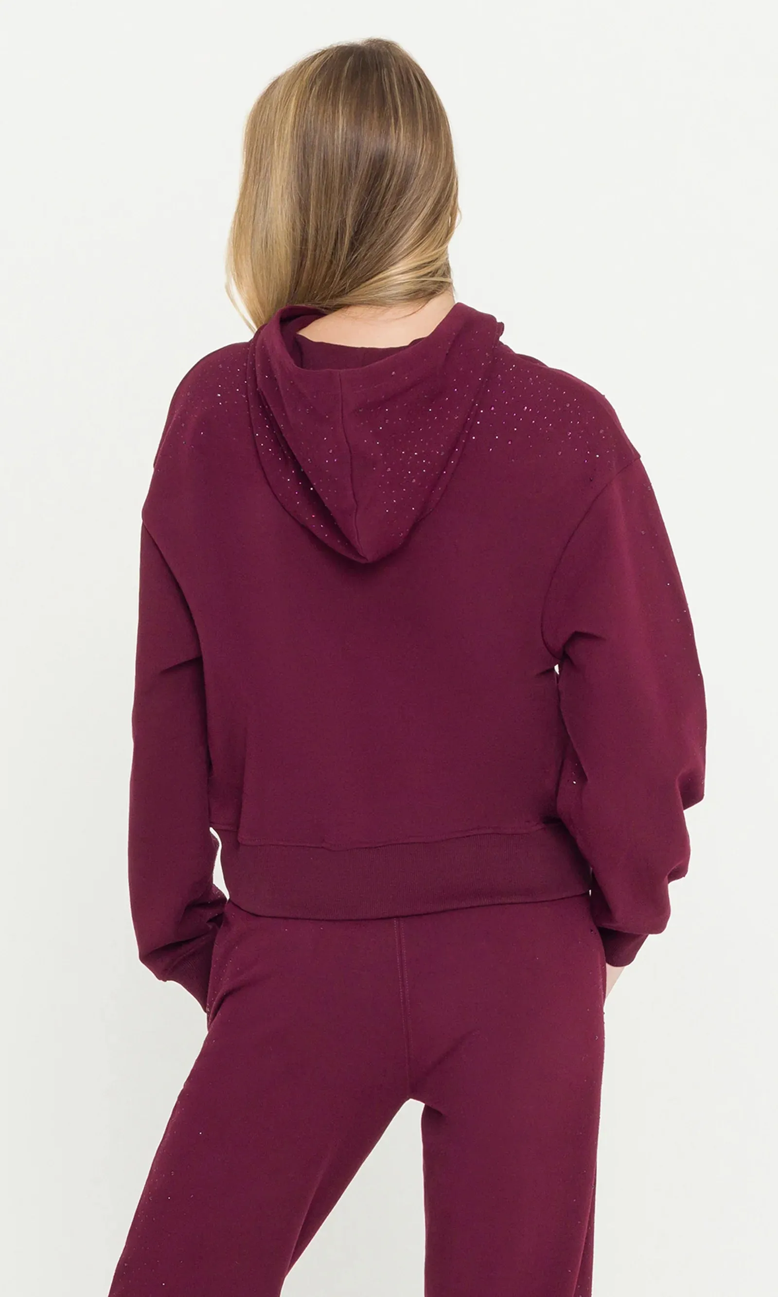 Generation Love - Renae Compact Crystal Hoodie - Malbec sold by Jessie Boutique product image thumbnail 4