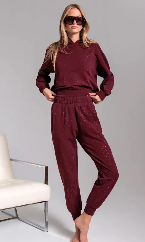 Generation Love - Ruel Compact Crystal Sweatpants - Malbec made by Generation Love