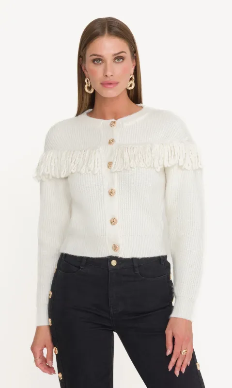 Generation Love - Shifra Fringe Cardigan - Cream sold by Jessie Boutique