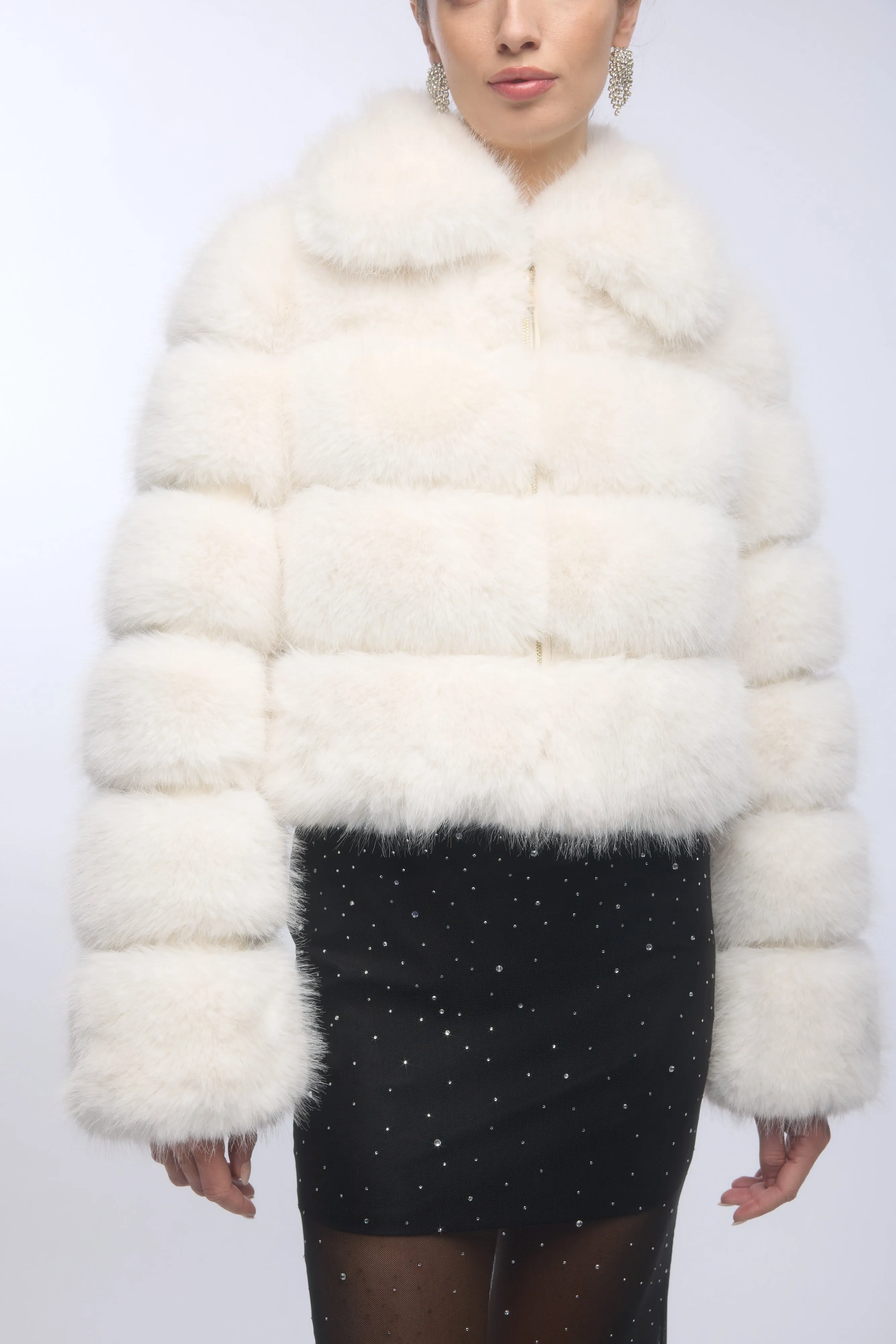 Generation Love - Madison Faux Fur Jacket - White sold by Jessie Boutique